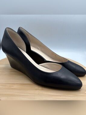 Cole Haan Edith Grand OS D’Orsay Wedge Black Leather Size 9 Professional Career
